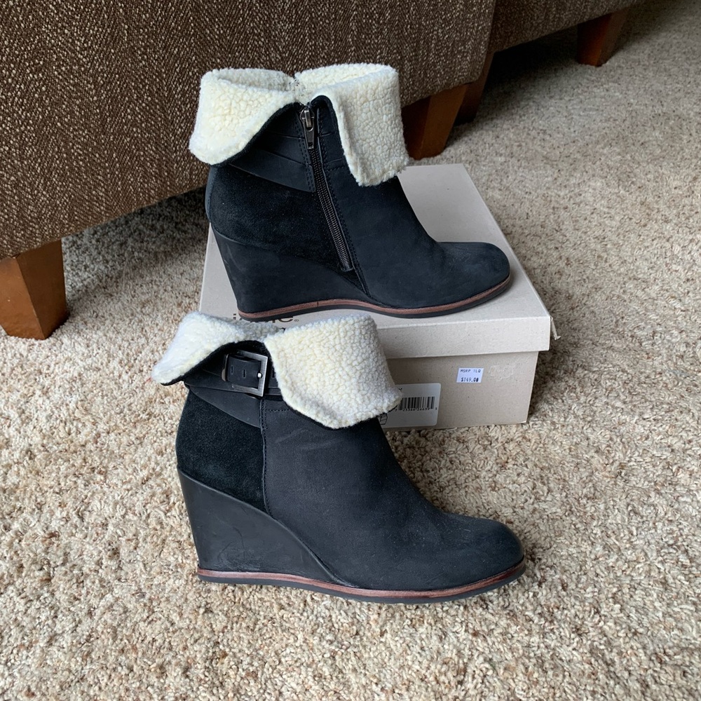 Nicole shearling lined wedge booties
